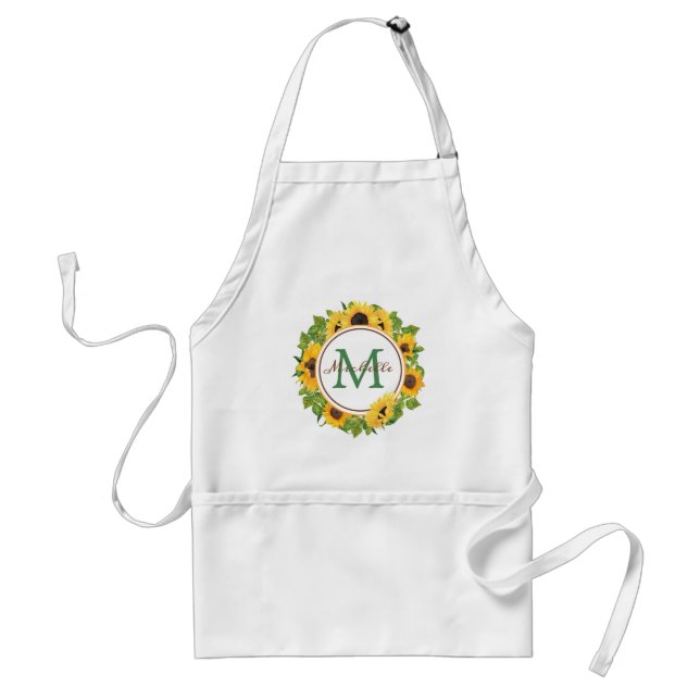 Tablier Monogramme du cercle des tournesols d'été (Devant)