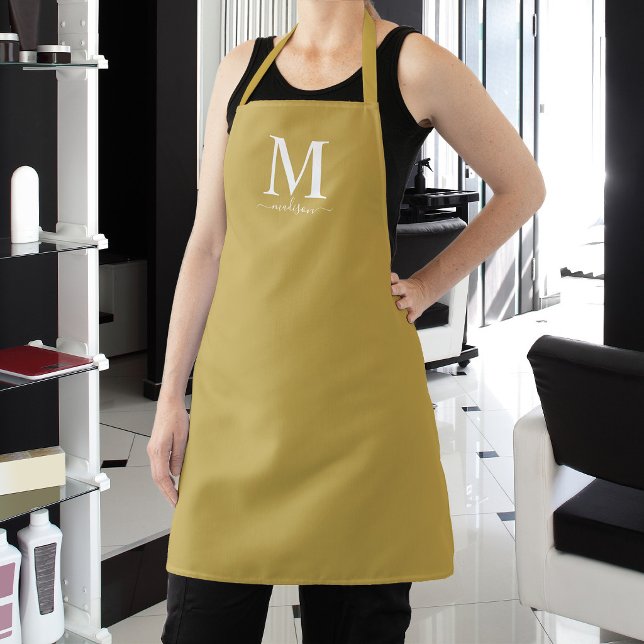 Tablier Monogramme et calligraphie avec couleur modifiable (Créateur téléchargé)