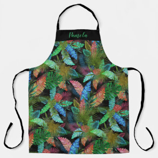 Tablier Monogramme Feuilles tropicaux