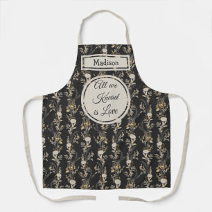 Tablier Monogramme floral or foncé