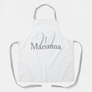 TABLIER MONOGRAMME GRAY EN ARGENT ÉLÉGANT INITIAL & NOM CA