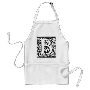 Tablier Monogramme initial de B. Motif floral nommé