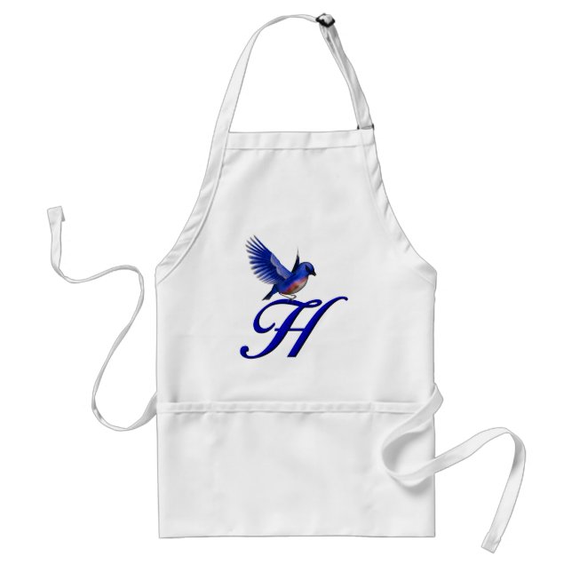 Tablier Monogramme Initial H Oiseau Bleu (Devant)