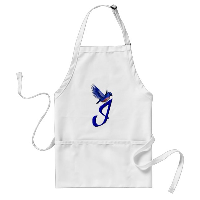Tablier Monogramme Initial I Élégant Bluebird (Devant)