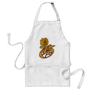 Tablier Monogramme Initiale G Fleur De Pivoine Élégante En