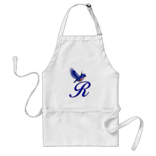 Tablier Monogramme Initiale R Oiseau Bleu