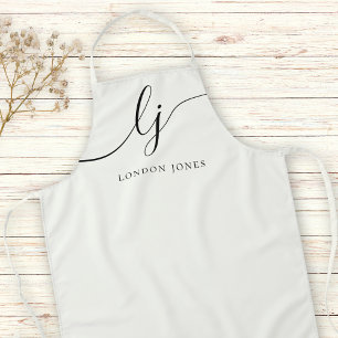 Tablier Monogramme ivoire minimaliste moderne Élégant Scri