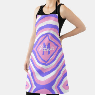 Tablier Monogramme les années 70 Super rose & violet psych