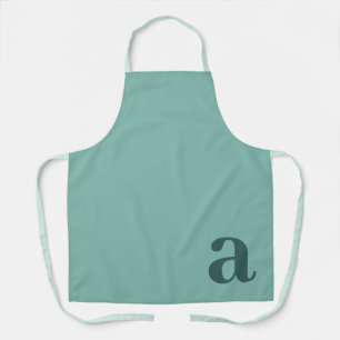 Tablier Monogramme Lettre Grande Bleu Sarcelle Minimaliste