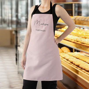 Tablier Monogramme Logo Boulangerie rose