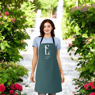 Tablier Monogramme minimaliste chic Turquoise