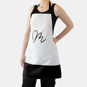Tablier Monogramme minimaliste noir et blanc