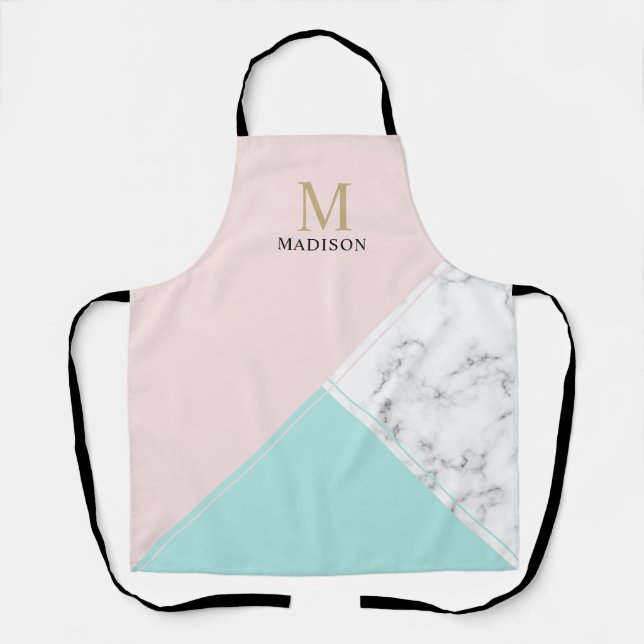 Tablier monogramme moderne en marbre (Recto)
