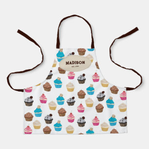 Tablier Monogramme Motif de petits gâteaux colorés