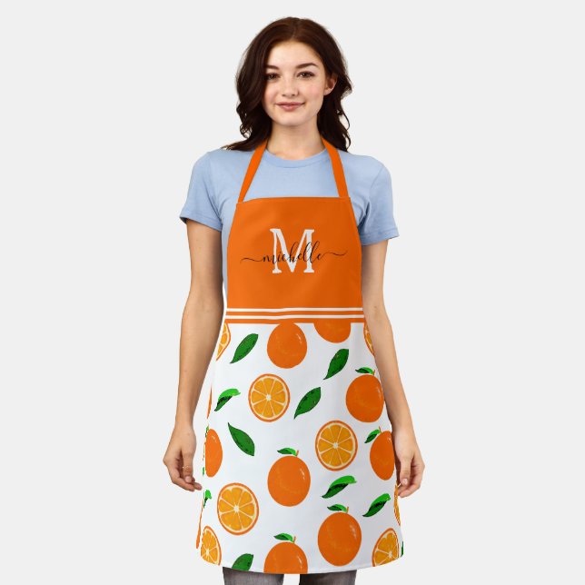 Tablier Monogramme Motif Oranges (Porté)