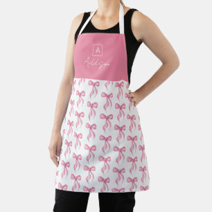 Tablier Monogramme Motif rose Bow personnalisé
