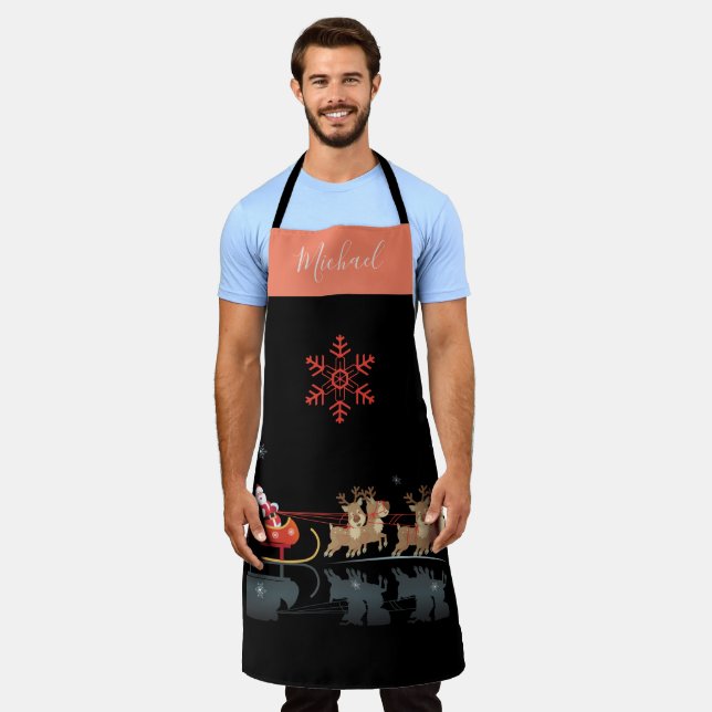 Tablier Monogramme Noël et Bonne Année ! Cadeaux Père Noël (Porté)
