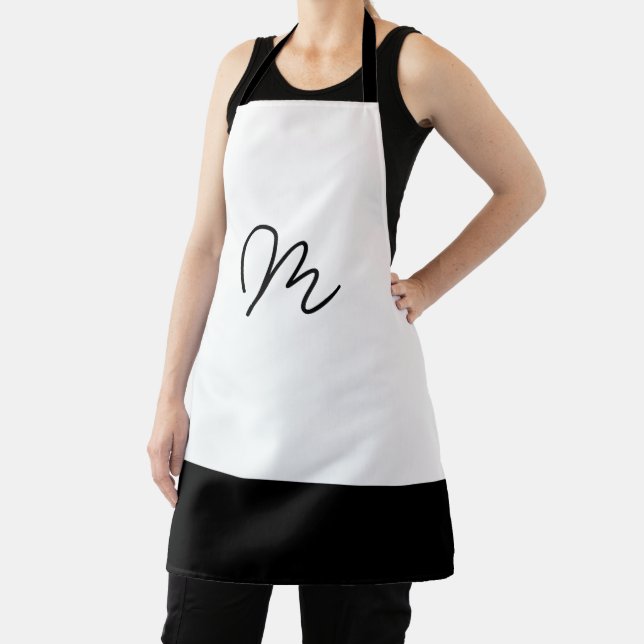 Tablier Monogramme noir et blanc minimaliste (Insitu)