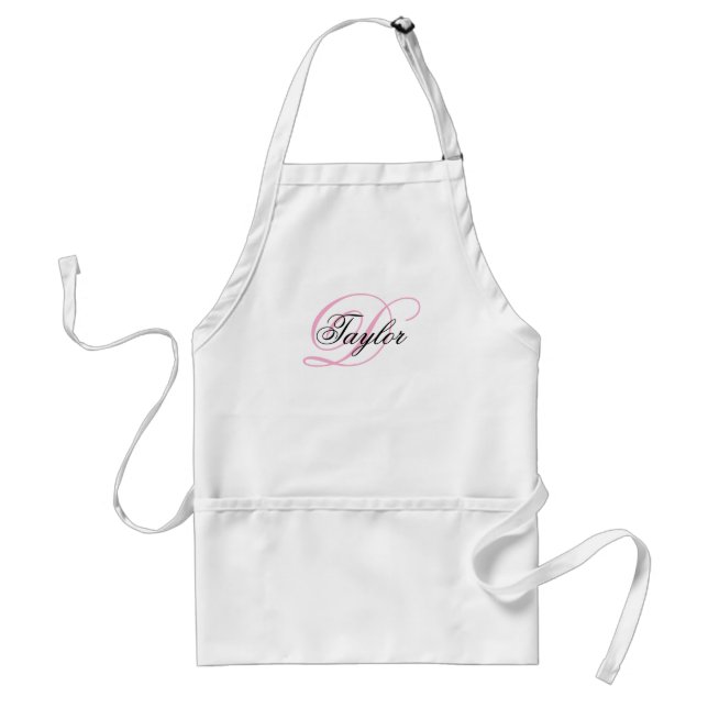 Tablier Monogramme noir et rose (Devant)