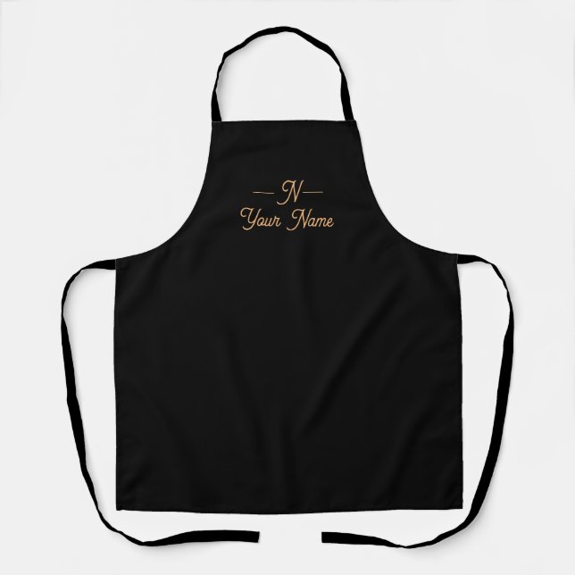 Tablier Monogramme noir, minimaliste moderne élégant (Recto)
