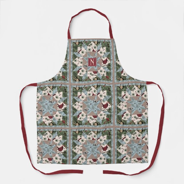 Tablier Monogramme Patchwork Quilt Forrest Animaux (Recto)