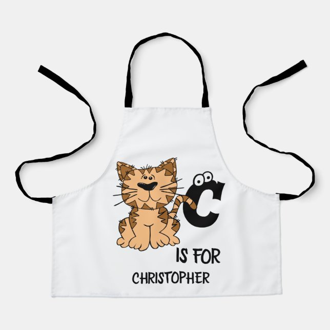 Tablier monogramme personnalisé C est pour chats chaton ch (Recto)