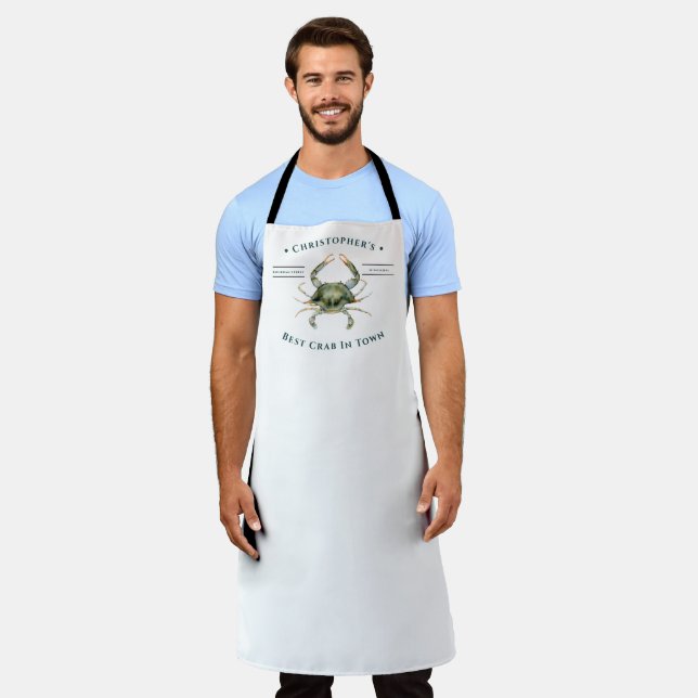 Tablier Monogramme Personnalisé Élégant De Crabe D'Aquarel (Porté)
