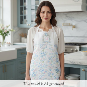 Tablier Monogramme personnalisé floral pastel