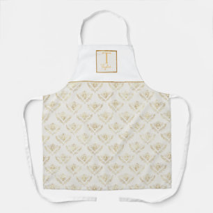 Tablier Monogramme personnalisé, reine d'abeille, crème 