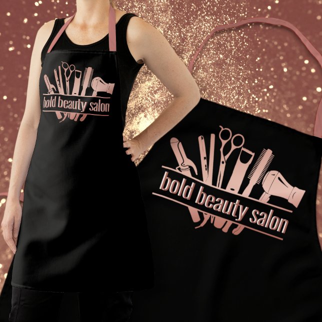 Tablier Monogramme Rose Gold Beauty Salon Outils Stylist B (Créateur téléchargé)