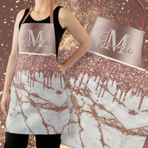 Tablier Monogramme Rose métal or Marbre & Parties scintil