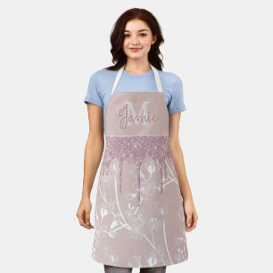 Tablier Monogramme Rose métallique Parties scintillant or