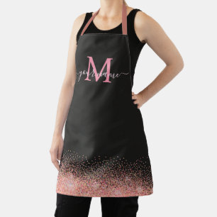 Tablier Monogramme Rose Parties scintillant or étincelles 