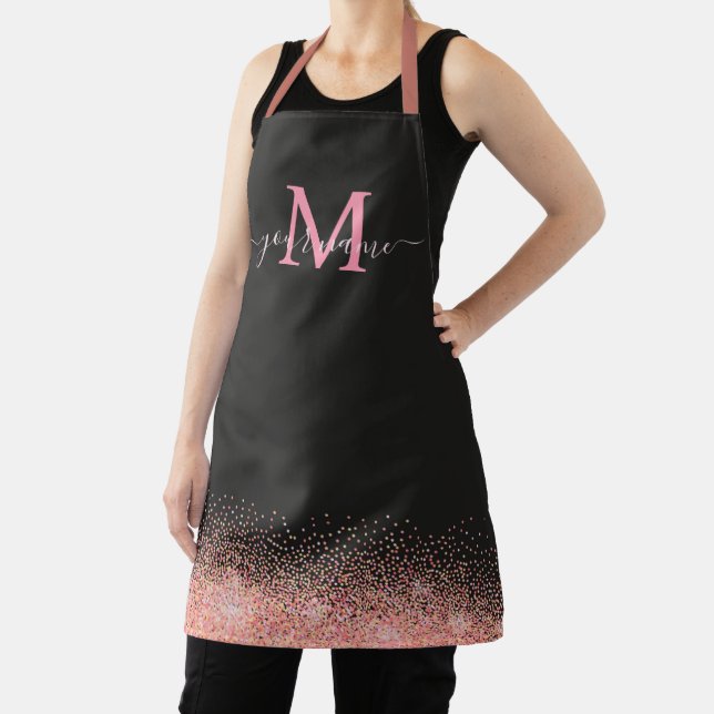 Tablier Monogramme Rose Parties scintillant or étincelles  (Insitu)