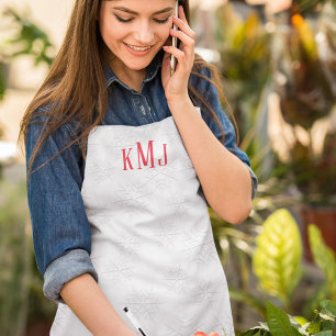 Tablier Monogramme simple et élégant Silver Winter Snowfla