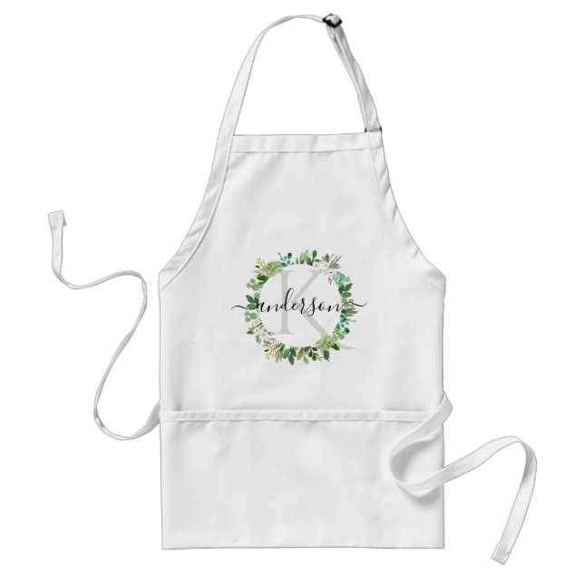 TABLIER MONOGRAMME SUCCULENT FRAIS D'AQUARELLE DE (Devant)