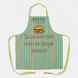 Tablier Monogramme unique rétro Burger Bandes humoristique