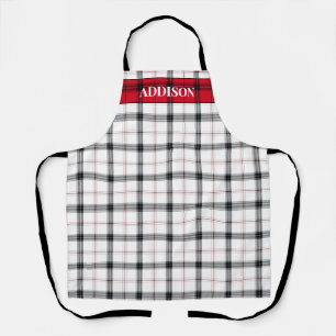 Tablier Monographie de Noël rouge blanc plaid Personnalisé