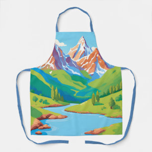 Tablier Montagnes avec ruisseau