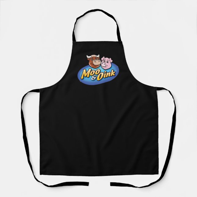 Tablier Moo & Oink Black Chef's Apron (Recto)