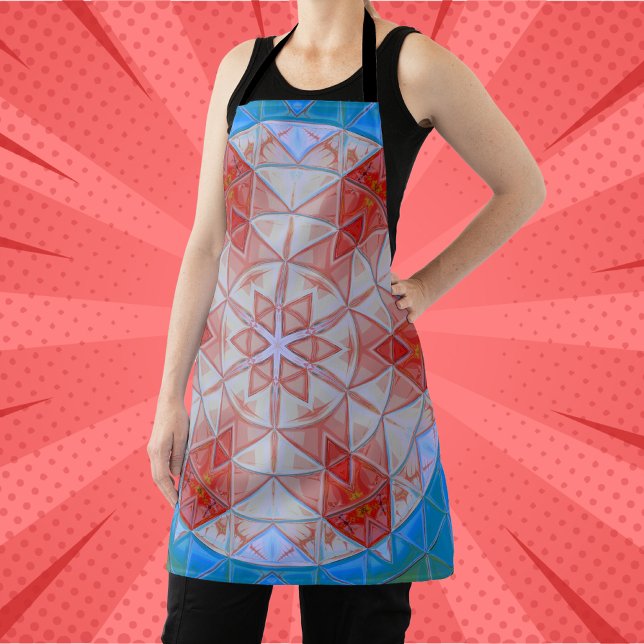 Tablier Mosaic Mandala Rouge Blanc et Bleu (Créateur téléchargé)