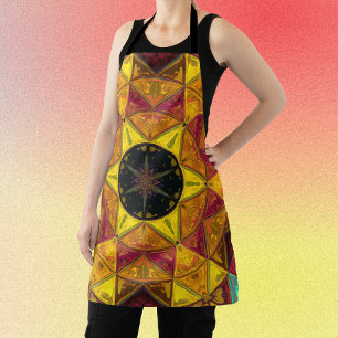 Tablier Mosaïque Kaleidoscope Fleur Jaune Rouge et Bleu