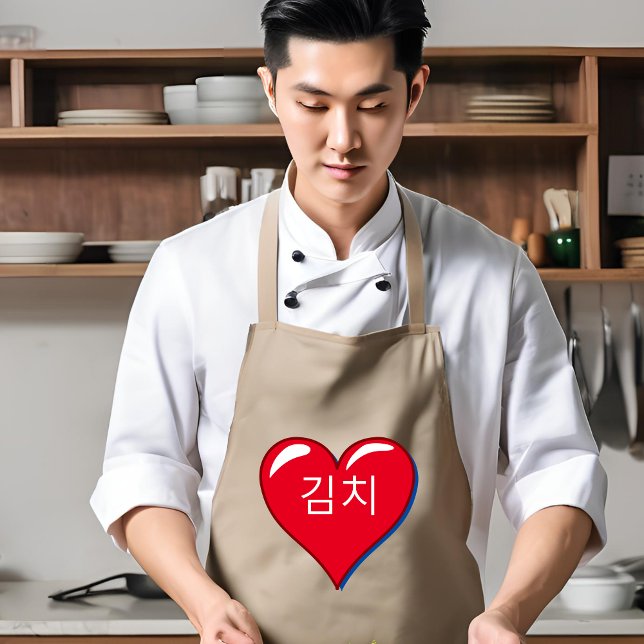 Tablier mot coréen -Kimchi dans le coeur rouge (Créateur téléchargé)