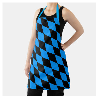 Tablier Motif à carreaux diamants Harlequin noir bleu 