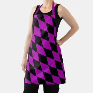 Tablier Motif à carreaux diamants Harlequin noir violet 