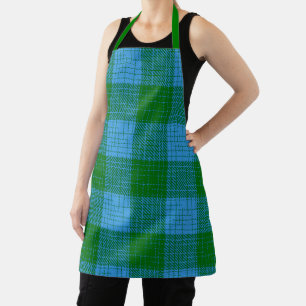 Tablier Motif à carreaux et hachures bleu et vert