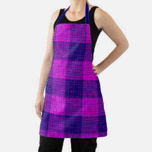 Tablier Motif à carreaux et hachures bleu et violet