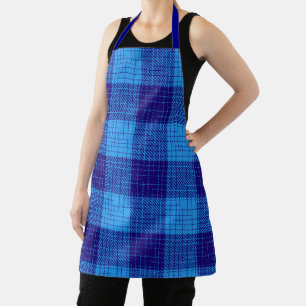 Tablier Motif à carreaux gras et hachures bleues 