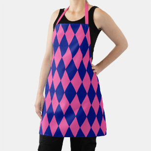 Tablier Motif à carreaux Harlequin rose et bleu