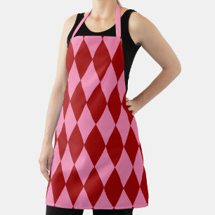 Tablier Motif à carreaux Harlequin rose rouge 